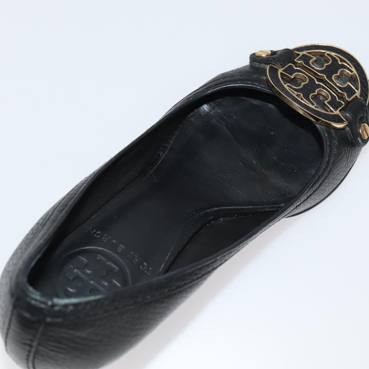TORY BURCH Pumps Leather 2Set Black Auth ti2175