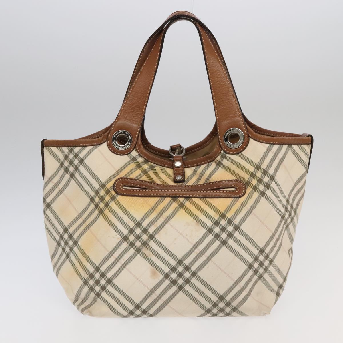 BURBERRY Nova Check Blue Label Tote Bag Canvas 3Set Beige Black Auth ti2176