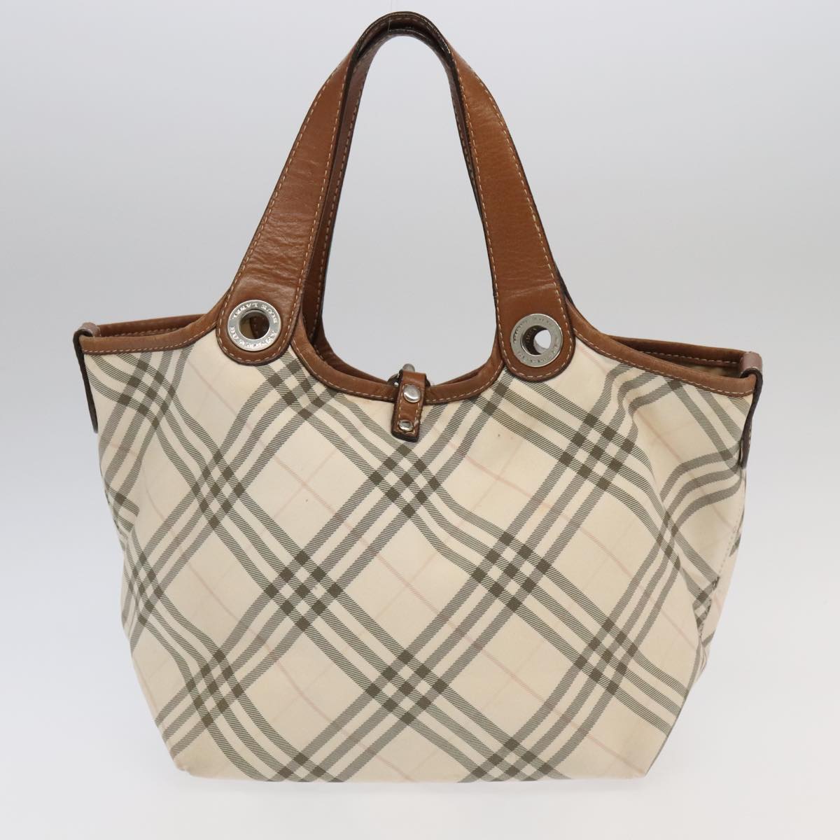 BURBERRY Nova Check Blue Label Tote Bag Canvas 3Set Beige Black Auth ti2176