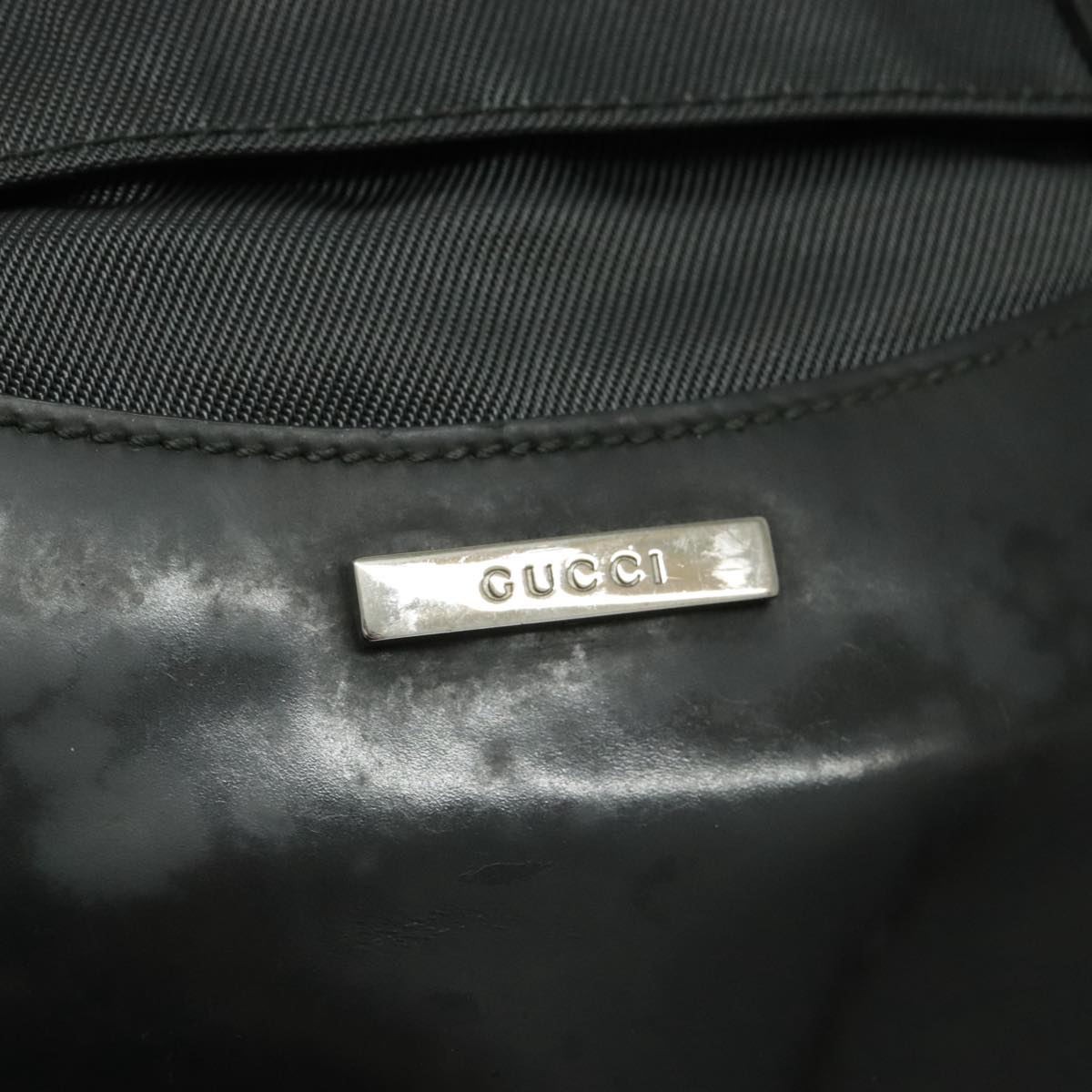 GUCCI Boston Bag Nylon Enamel 2way Gray Auth ti2188