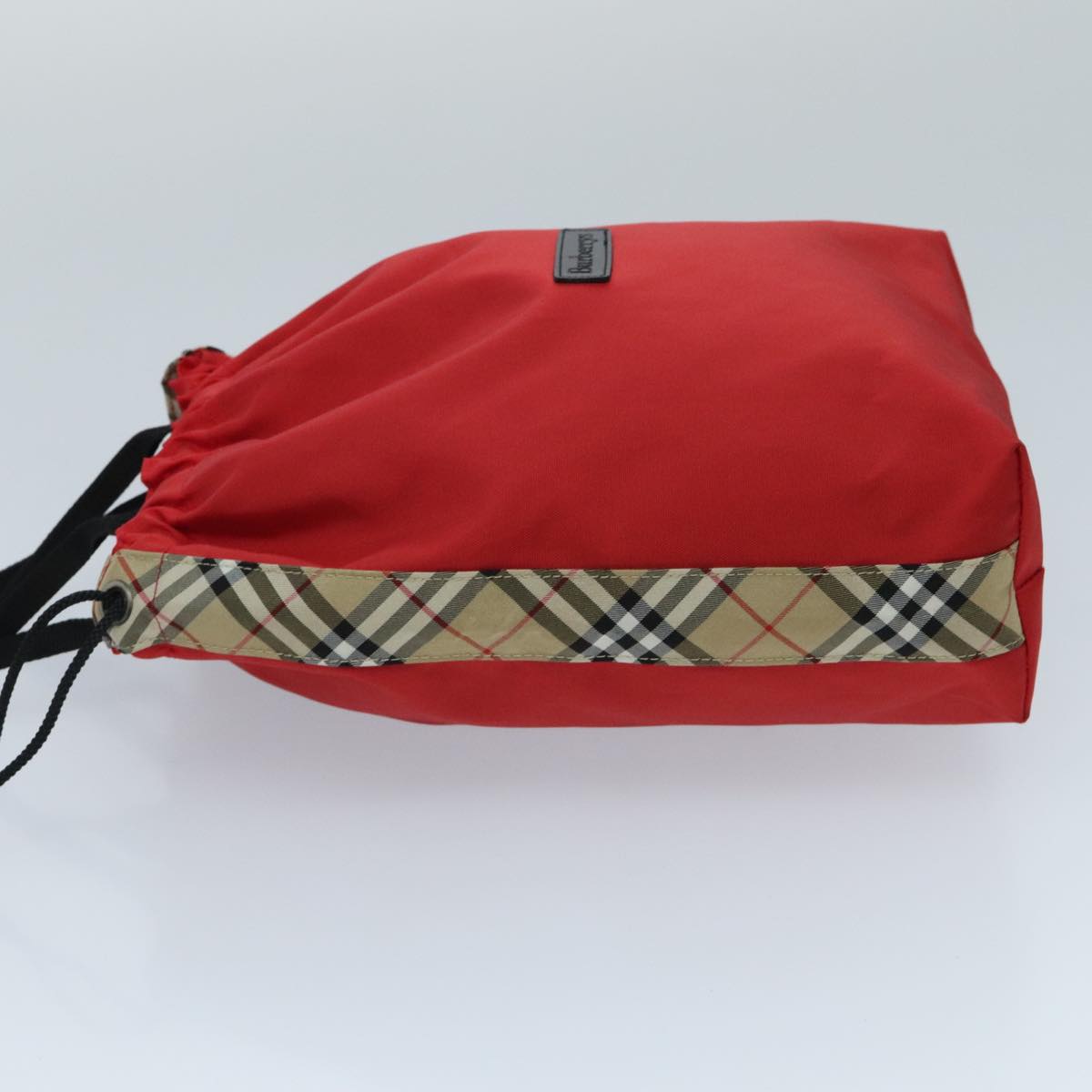 Burberrys Nova Check Hand Bag Nylon Red Beige Auth ti2203