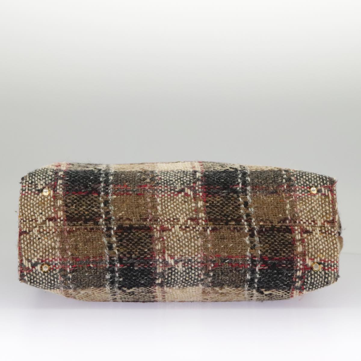 BURBERRY Nova Check Tote Bag Wool Leather Beige Black Gold Auth ti2237