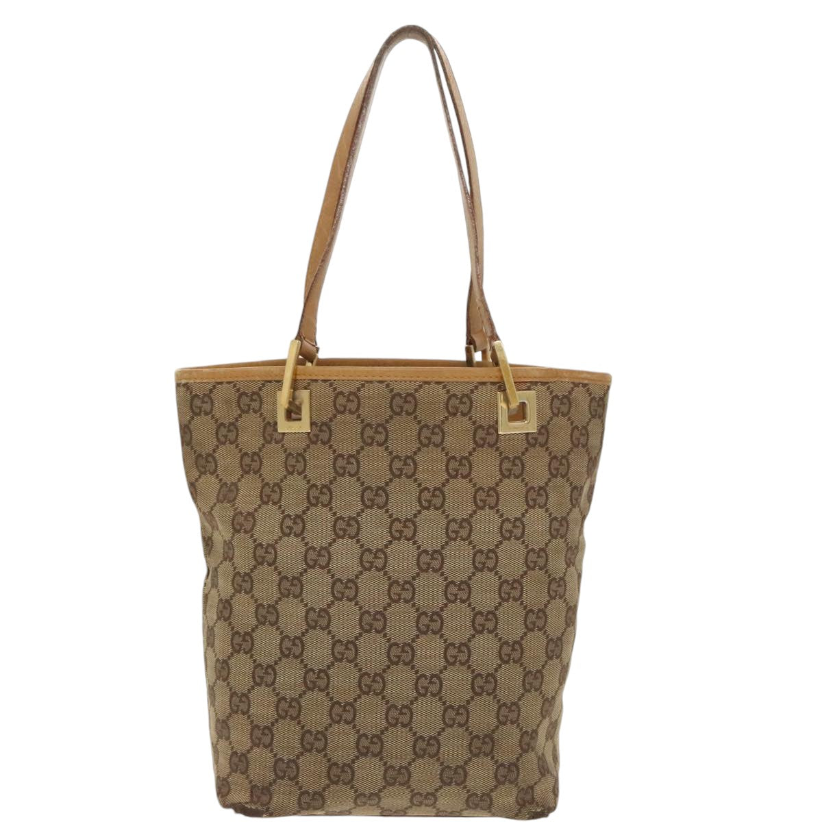 GUCCI GG Canvas Tote Bag Gold Beige 002 1099 Auth ti2261