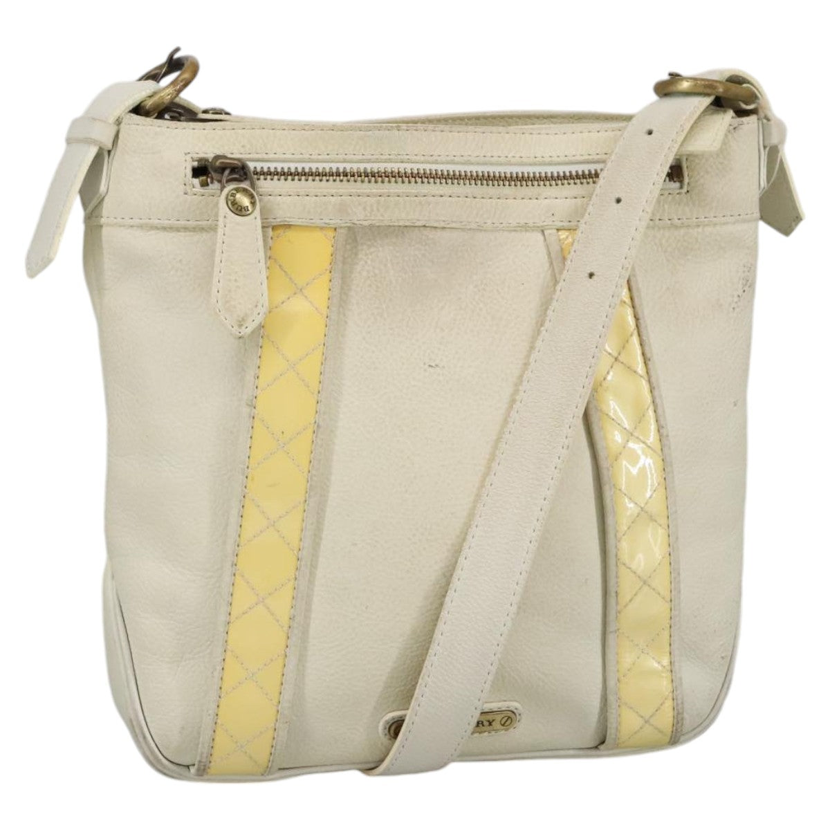 BURBERRY Shoulder Bag Leather White Auth ti2266