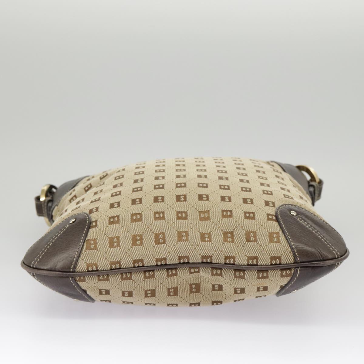 BALLY Shoulder Bag Canvas Beige Gold Auth ti2271