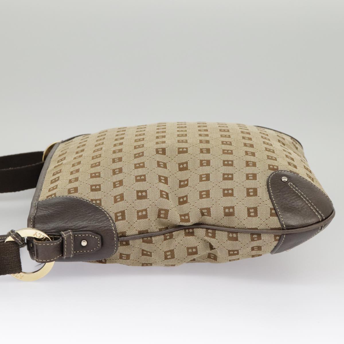 BALLY Shoulder Bag Canvas Beige Gold Auth ti2271