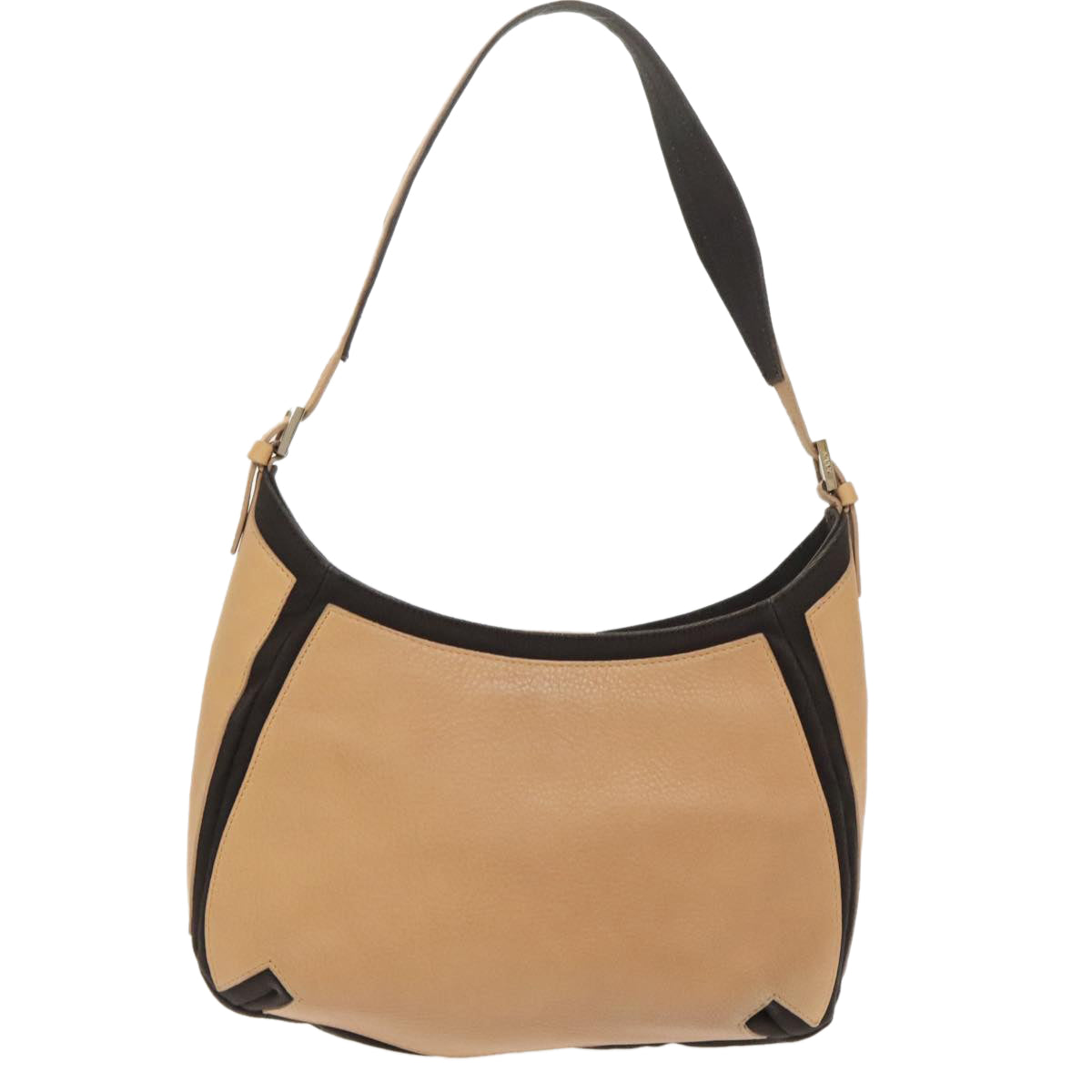 BALLY Shoulder Bag Leather Beige Silver Auth ti2272
