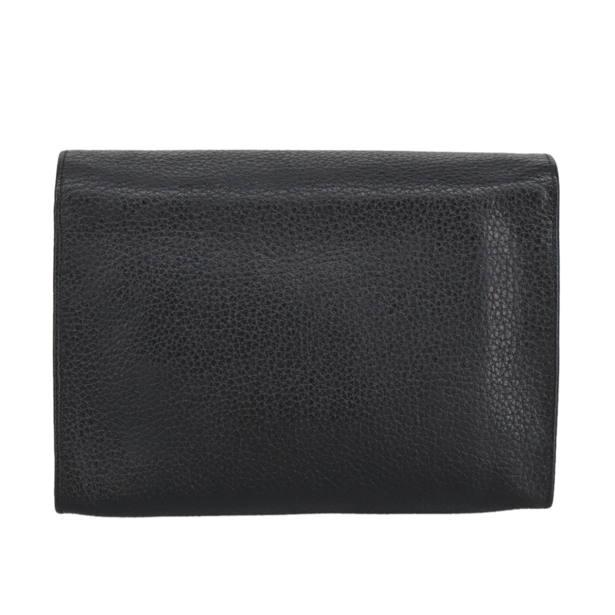 Christian Dior Pouch Leather Black Gold Auth ti2278