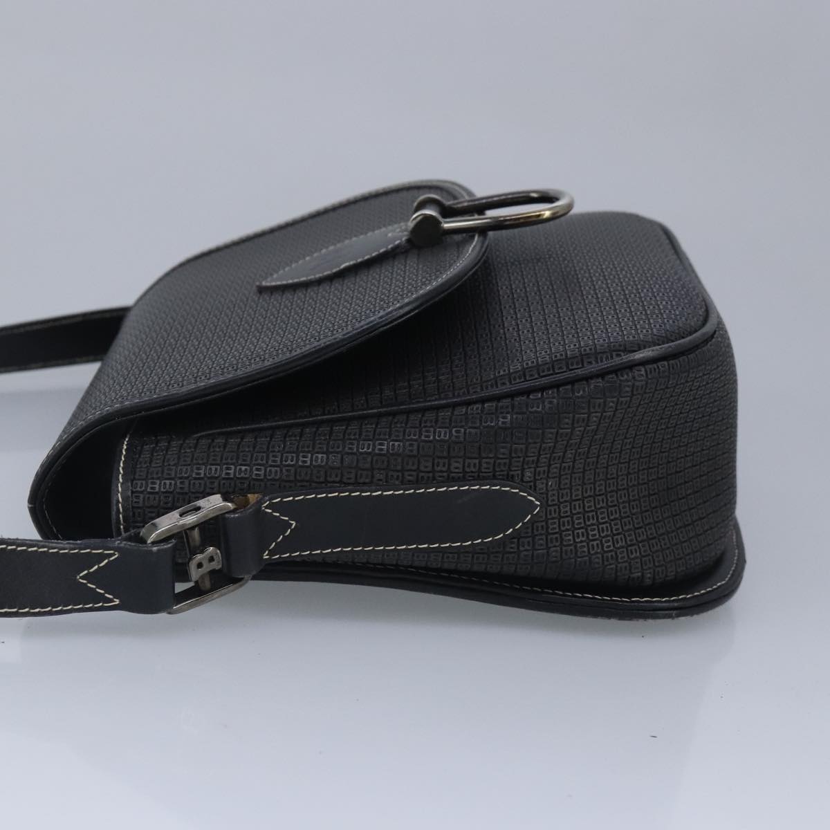 BALLY Shoulder Bag Leather Black Auth ti2288