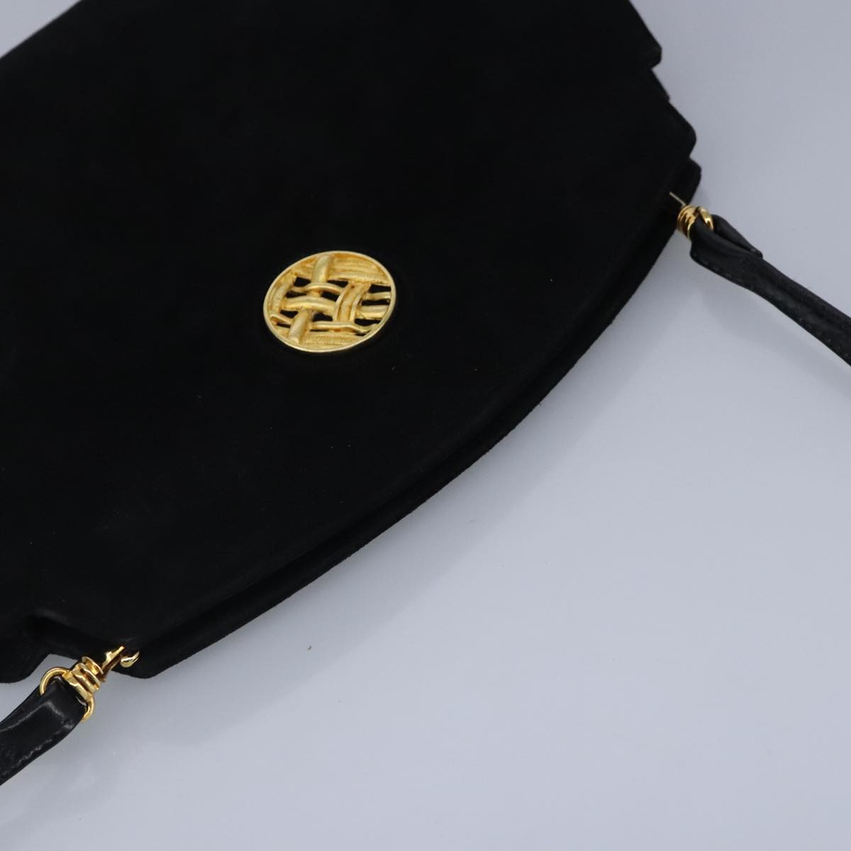 BALLY Shoulder Bag Suede Black Auth ti2298