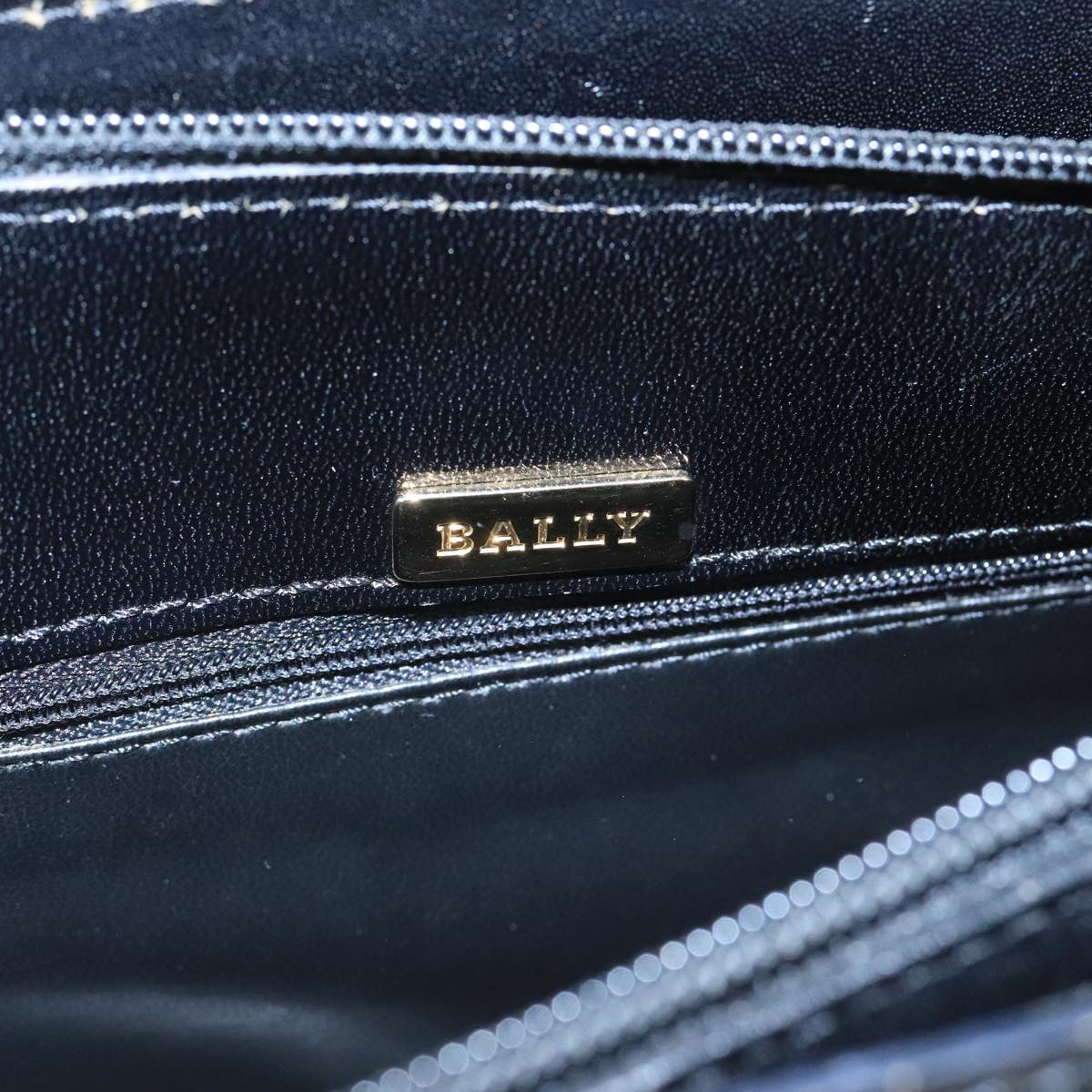 BALLY Shoulder Bag Leather Black Gold Auth ti2301