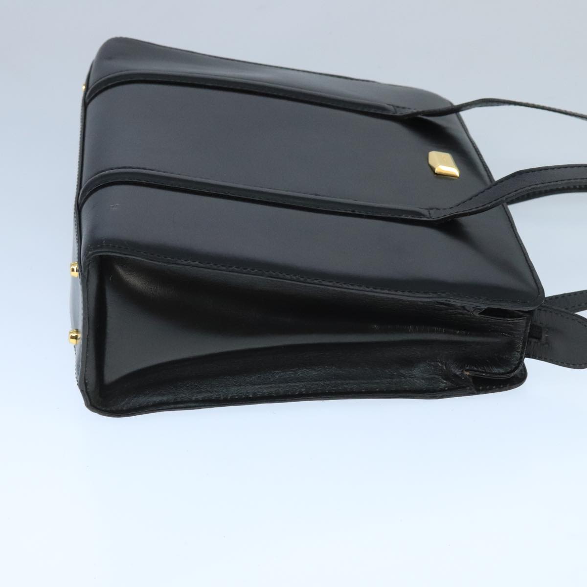 BALLY Shoulder Bag Leather Black Gold Auth ti2301