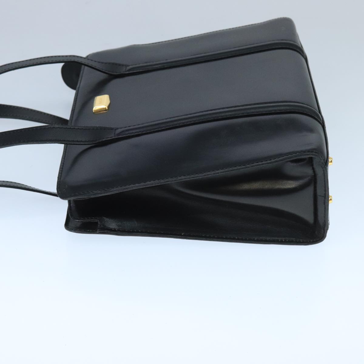 BALLY Shoulder Bag Leather Black Gold Auth ti2301