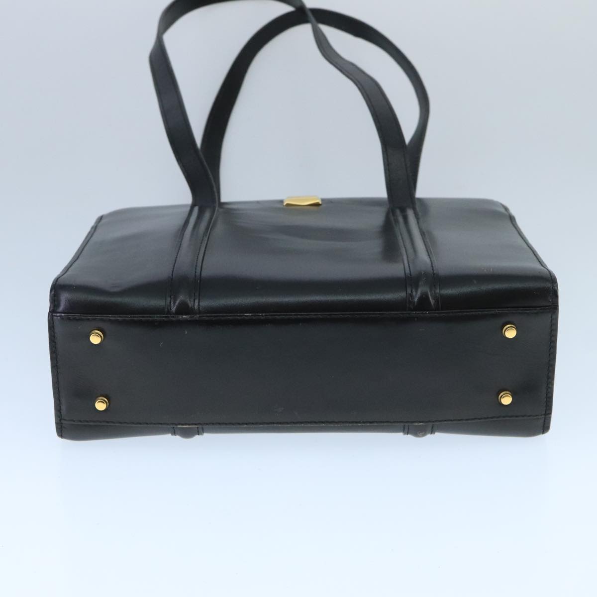 BALLY Shoulder Bag Leather Black Gold Auth ti2301