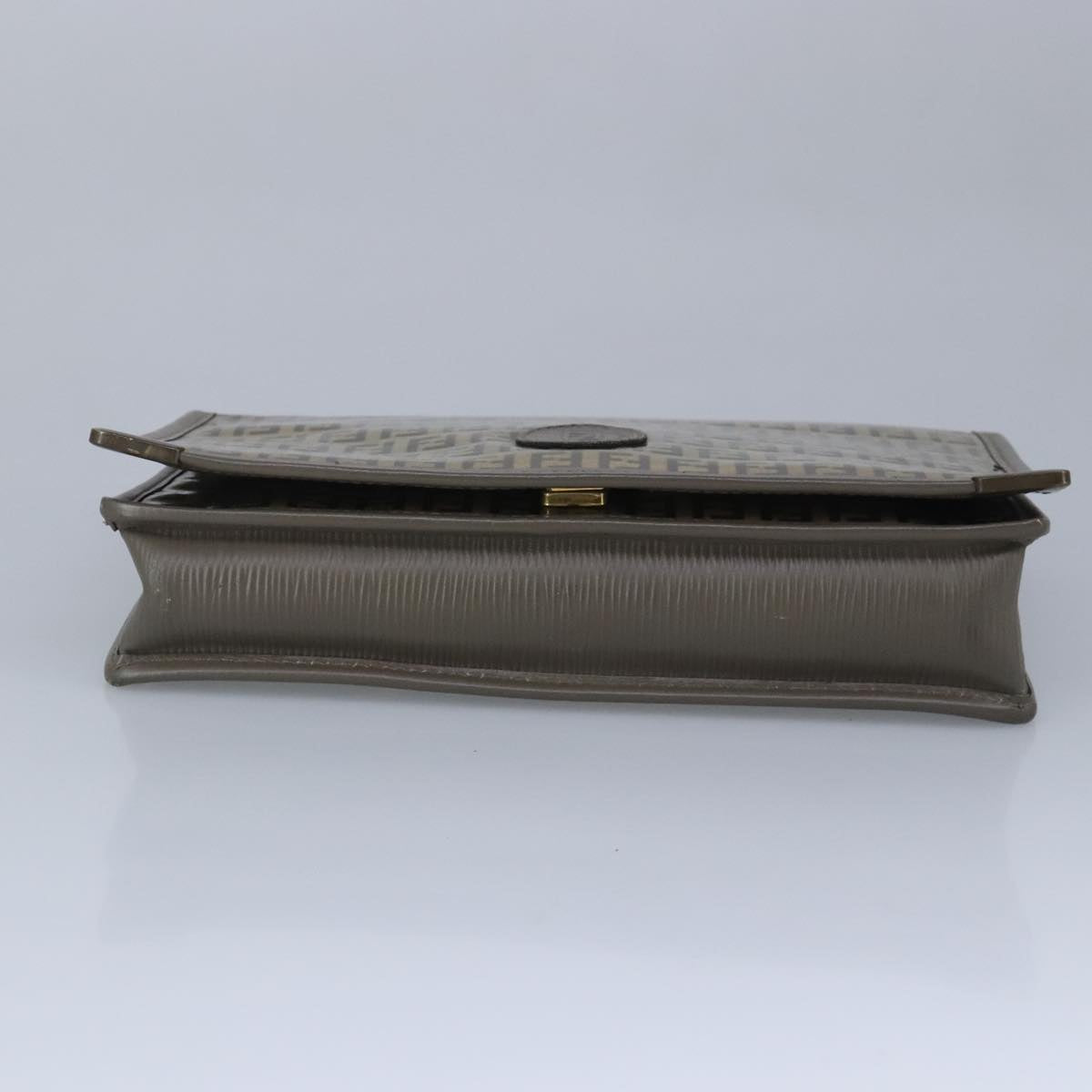 FENDI Zucchino Canvas Clutch Bag Coated Canvas Brown Auth ti2310