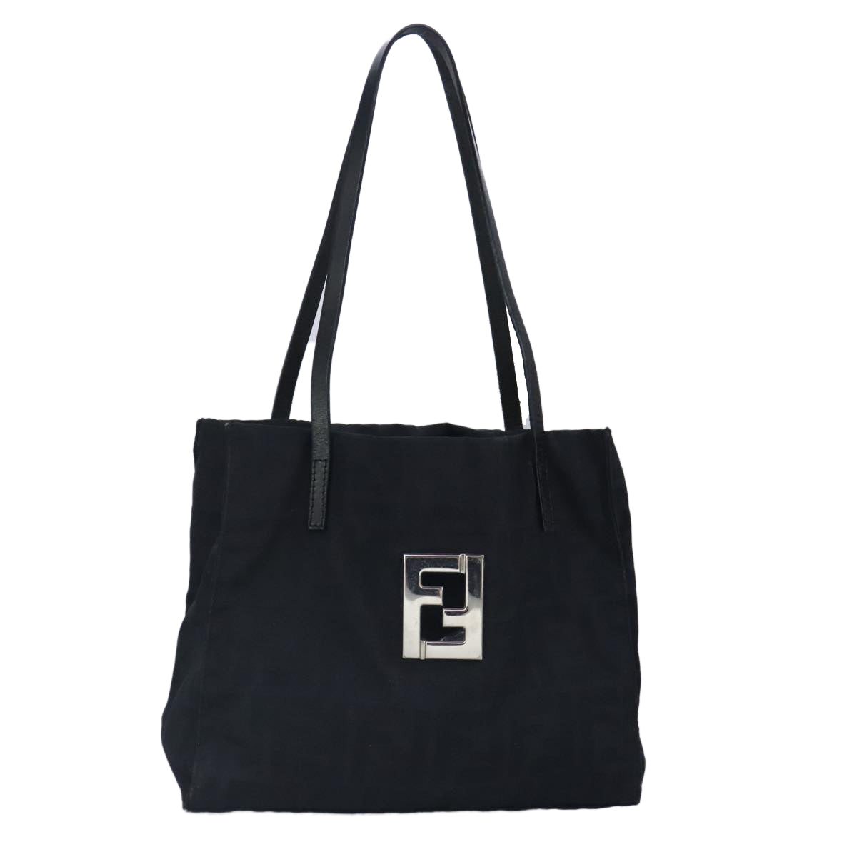 FENDI Zucca Canvas Hand Bag Nylon Black Auth ti2314