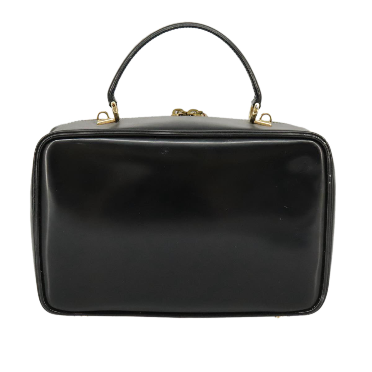 GUCCI Bamboo Hand Bag Enamel 2way Black Auth ti2333