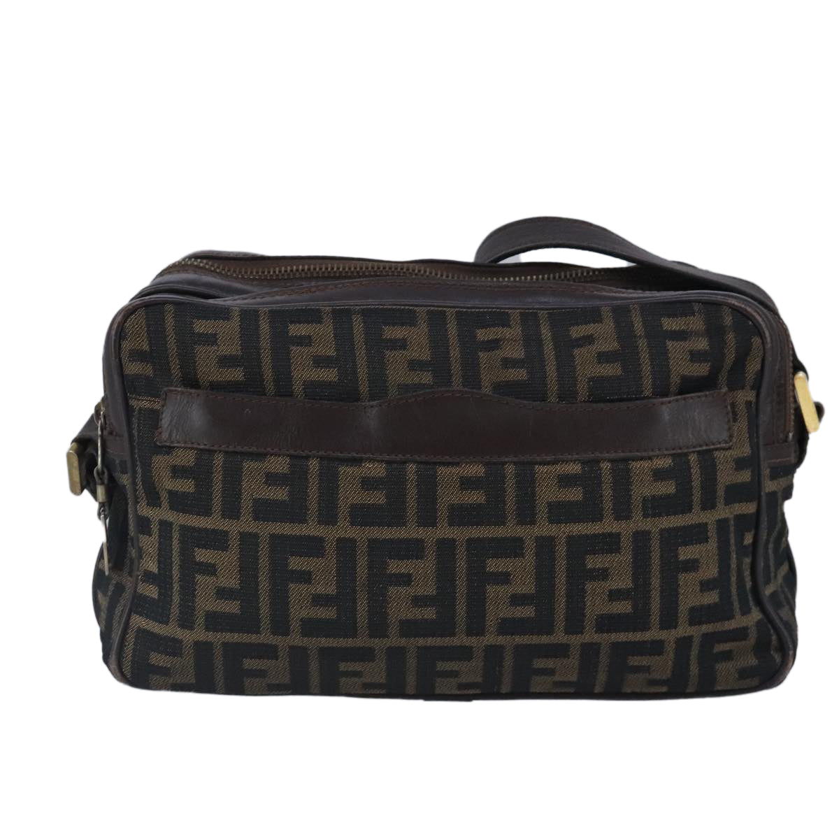 FENDI Zucca Canvas Shoulder Bag Canvas Brown Auth ti2335