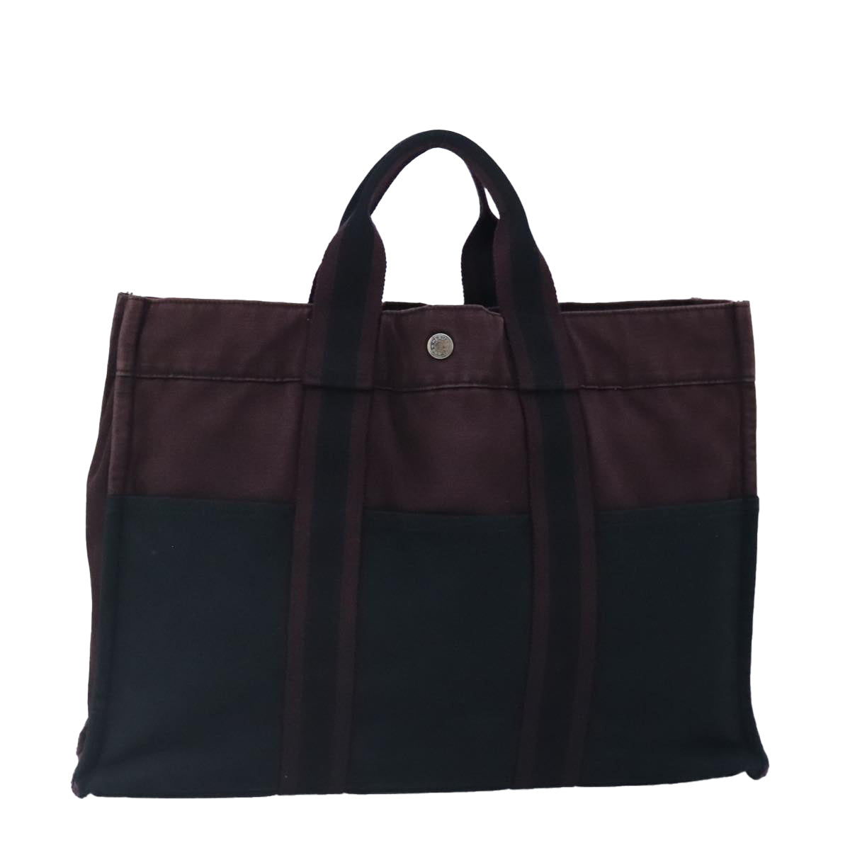 HERMES Fourre Tout MM Tote Bag Canvas Bordeaux Auth ti2339