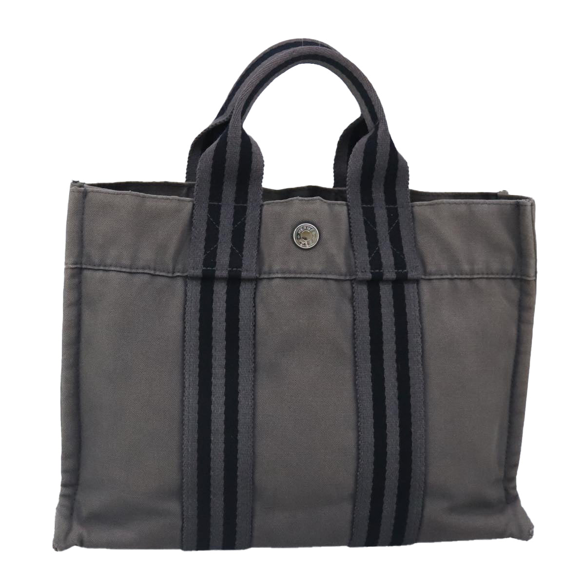 HERMES Fourre Tout PM Tote Bag Canvas Gray Auth ti2343