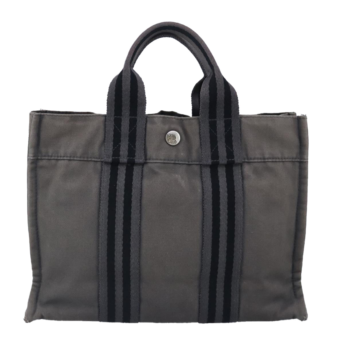 HERMES Fourre Tout PM Tote Bag Canvas Gray Auth ti2343