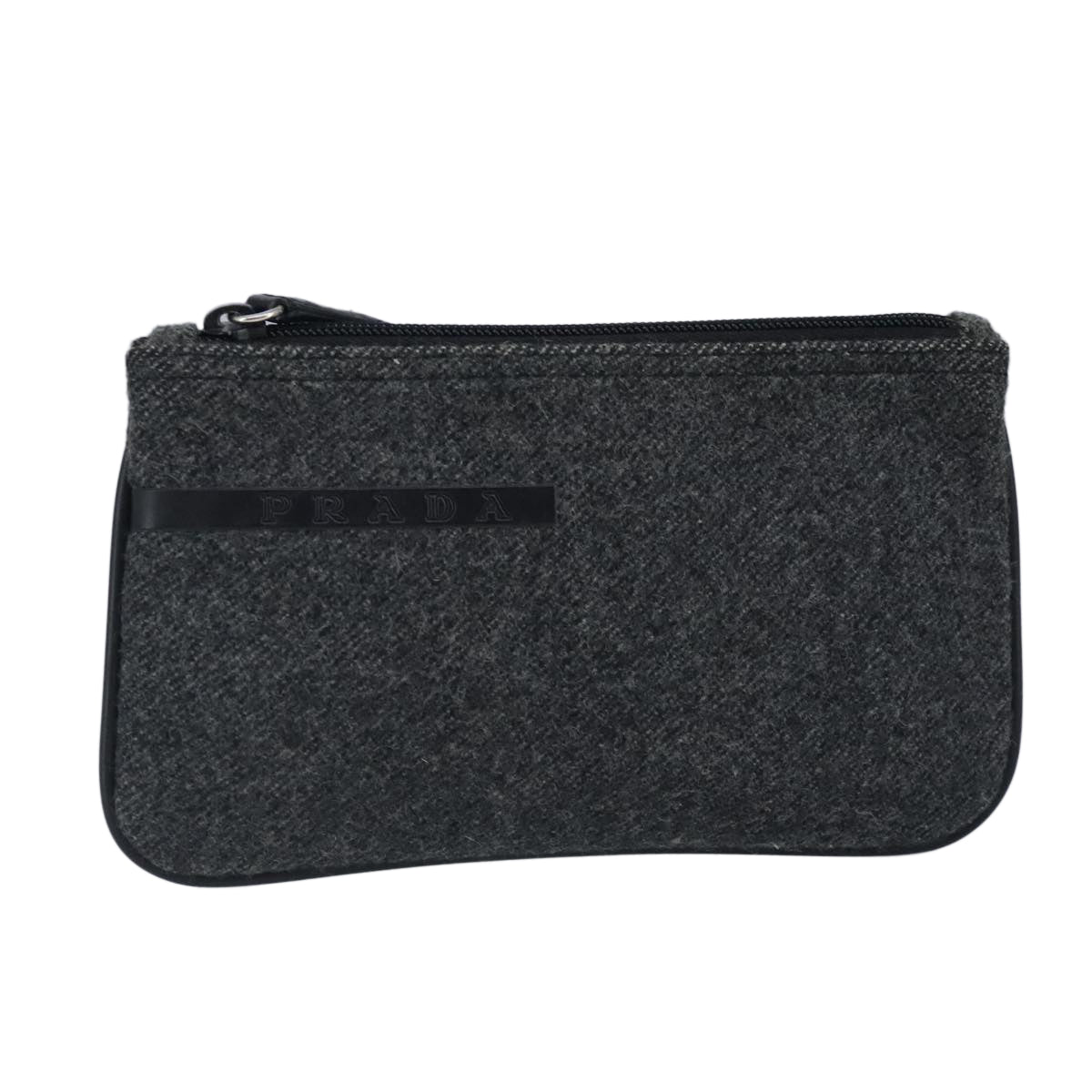 PRADA Pouch Wool Black Auth ti2350