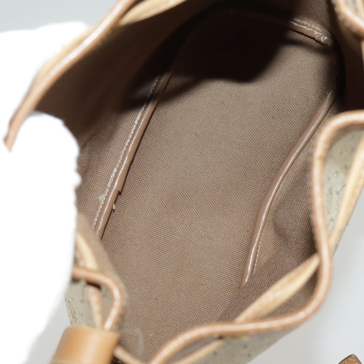 Christian Dior Honeycomb Canvas Shoulder Bag PVC Leather Beige Gold Auth ti2353