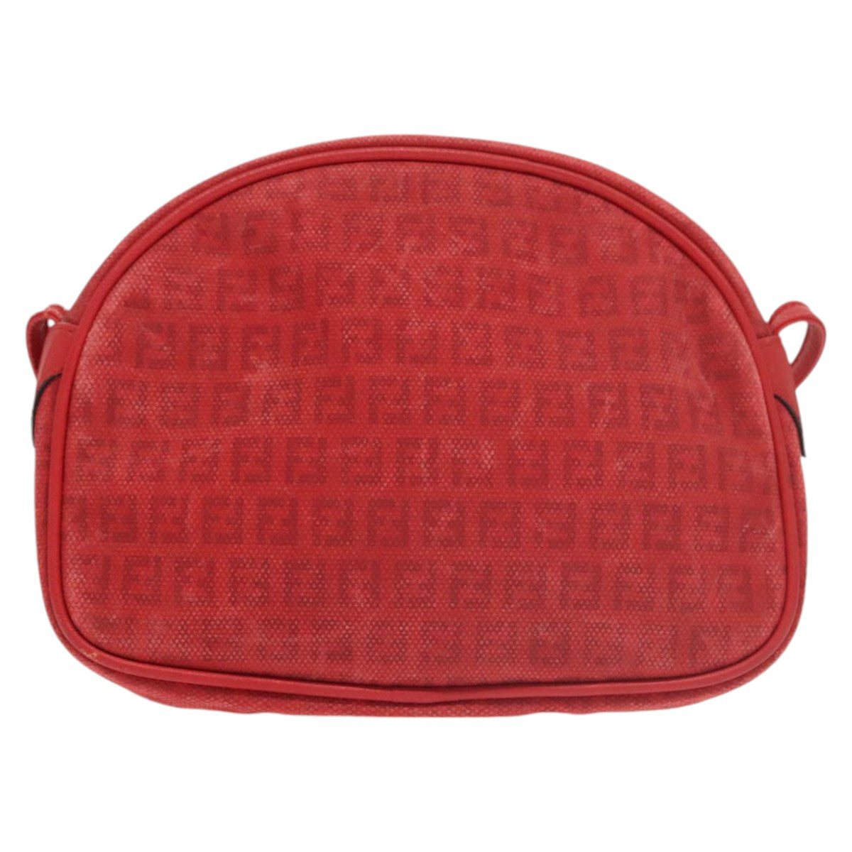 FENDI Zucchino Canvas Shoulder Bag Coated Canvas Red Auth ti2358