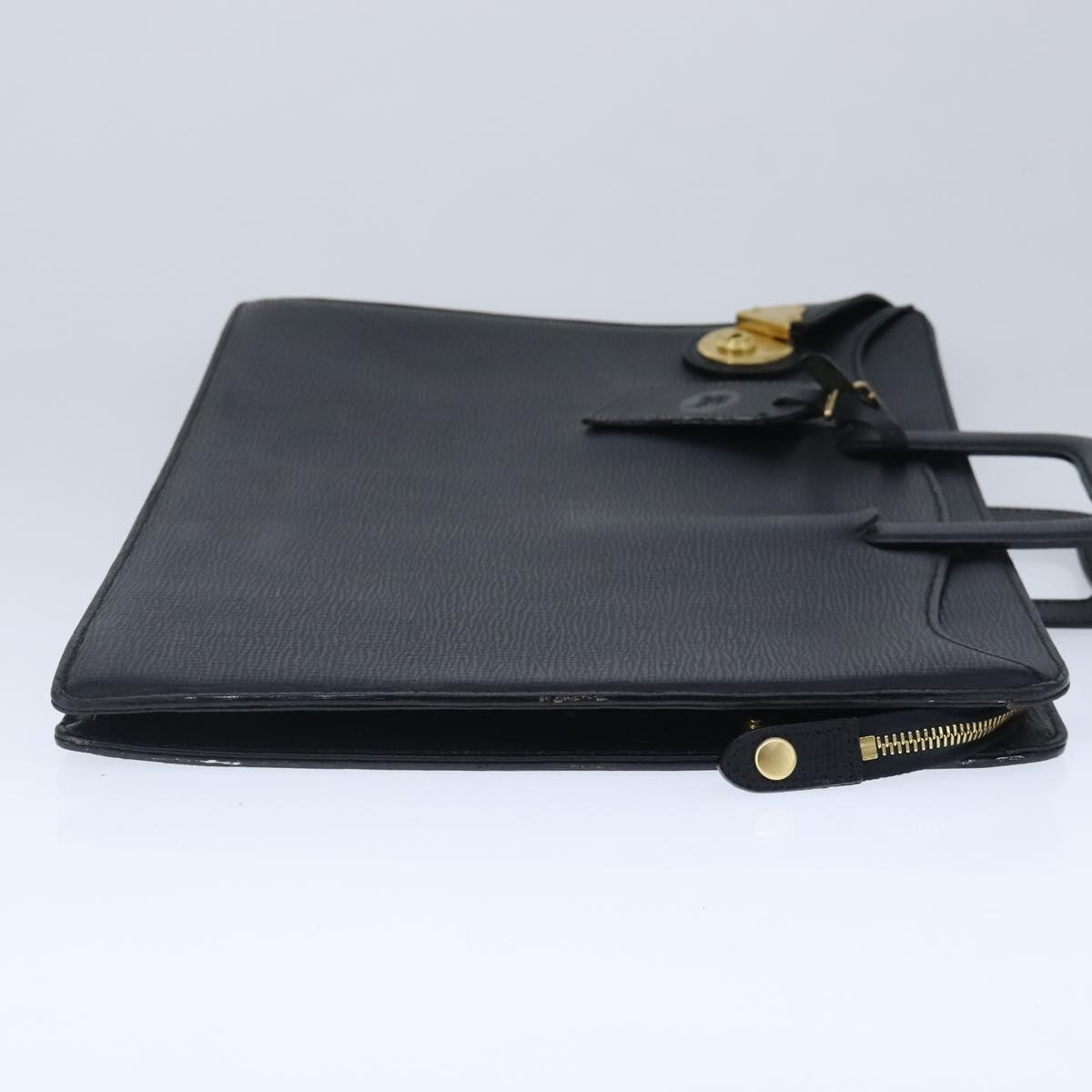 Burberrys Business Bag Leather Black Gold Auth ti2373