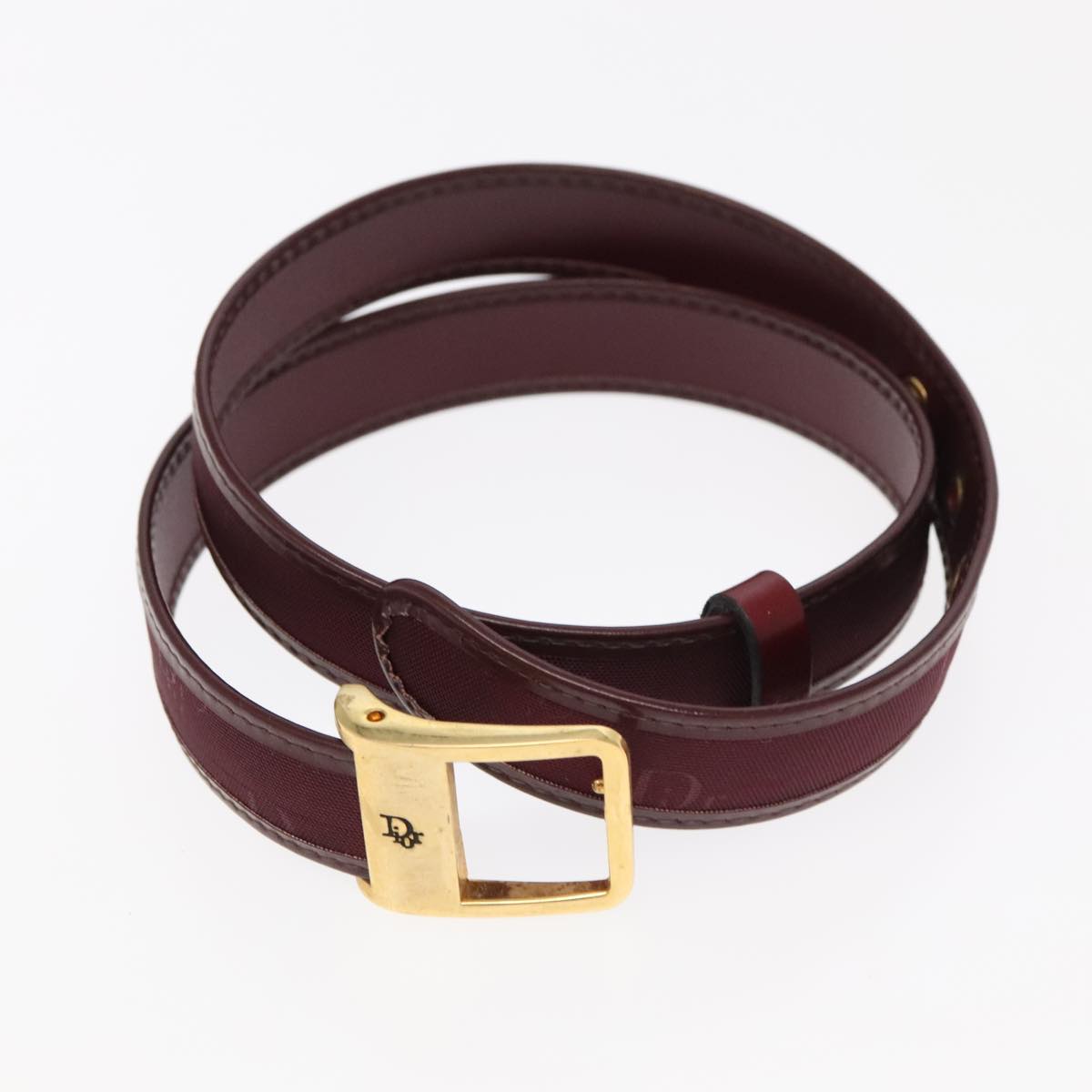 Christian Dior Belt Canvas Leather 2Set Bordeaux Black Auth ti2391