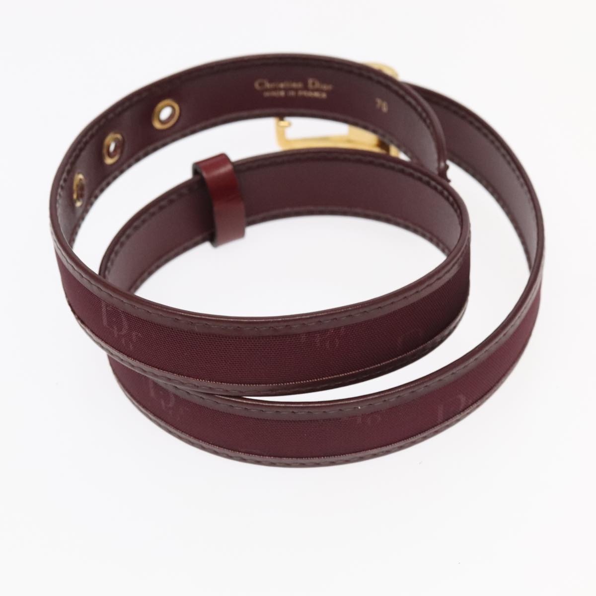 Christian Dior Belt Canvas Leather 2Set Bordeaux Black Auth ti2391