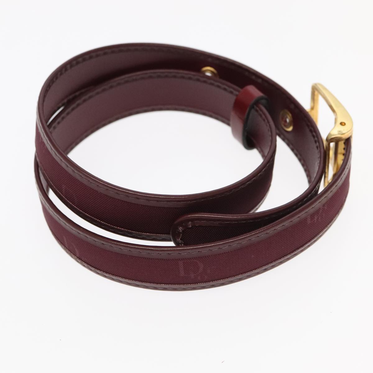 Christian Dior Belt Canvas Leather 2Set Bordeaux Black Auth ti2391