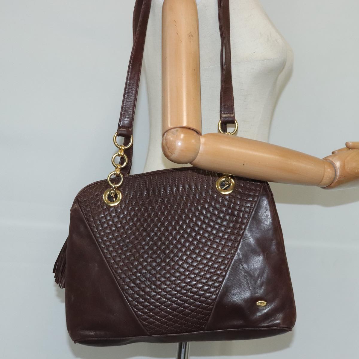 BALLY Shoulder Bag Leather Brown Auth ti2409