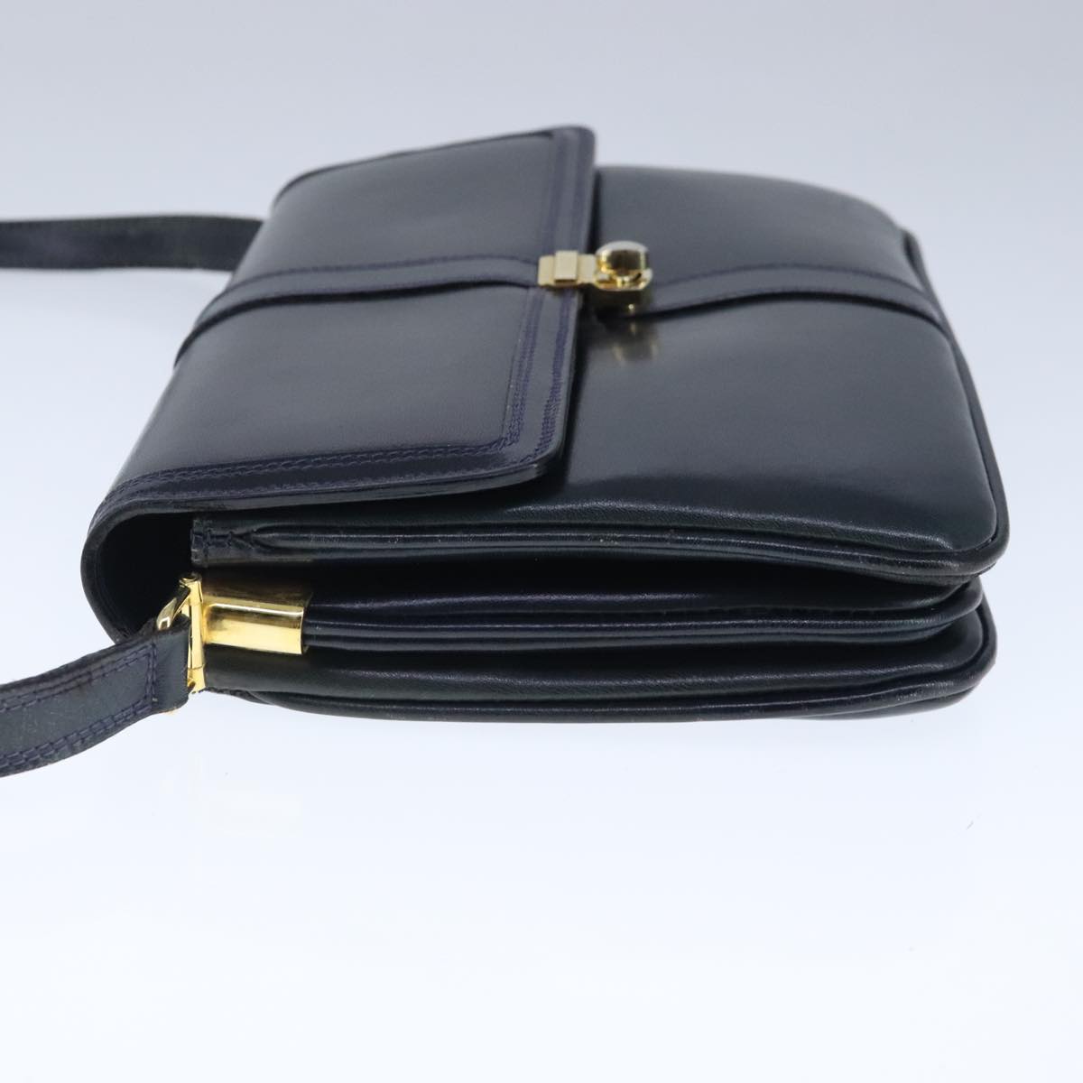 BALLY Shoulder Bag Leather Navy Auth ti2411