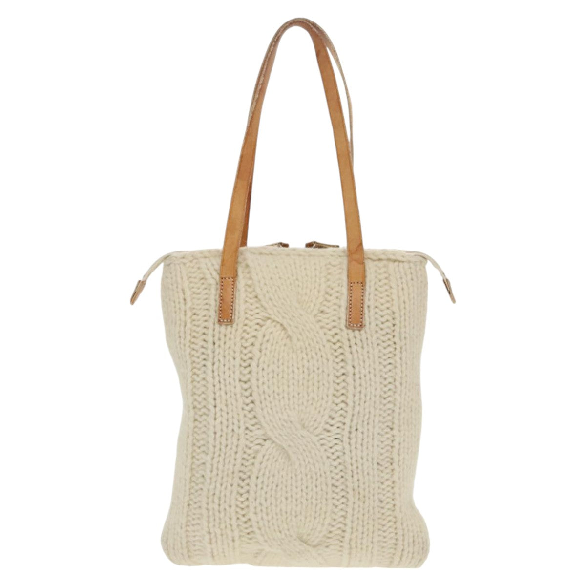 Burberrys Tote Bag Wool White Auth ti2424