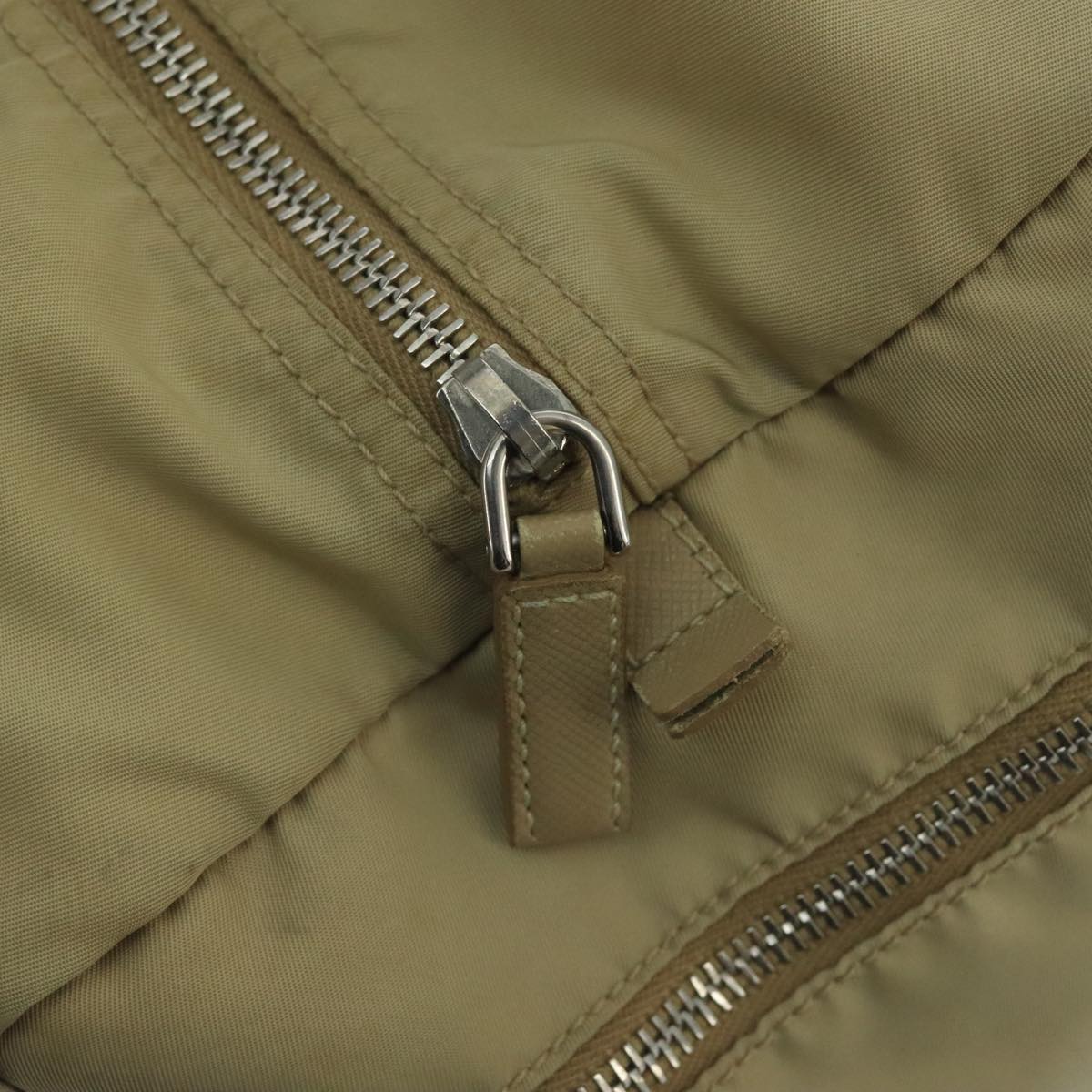 PRADA Hand Bag Nylon Beige Auth ti2440