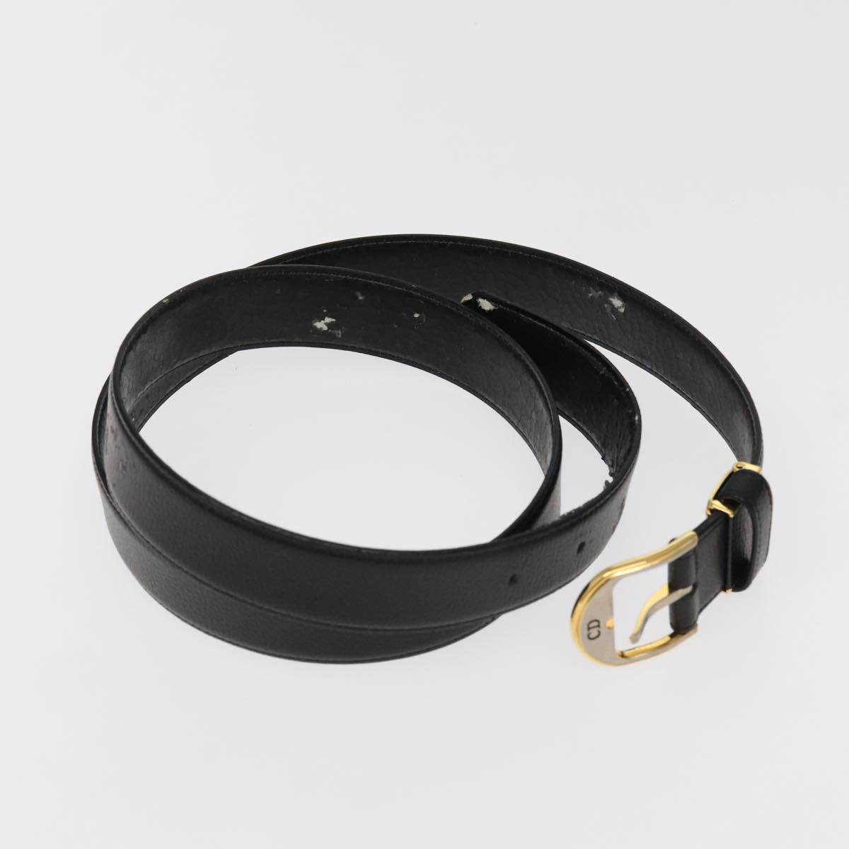 Christian Dior Belt Leather Black Auth ti2452