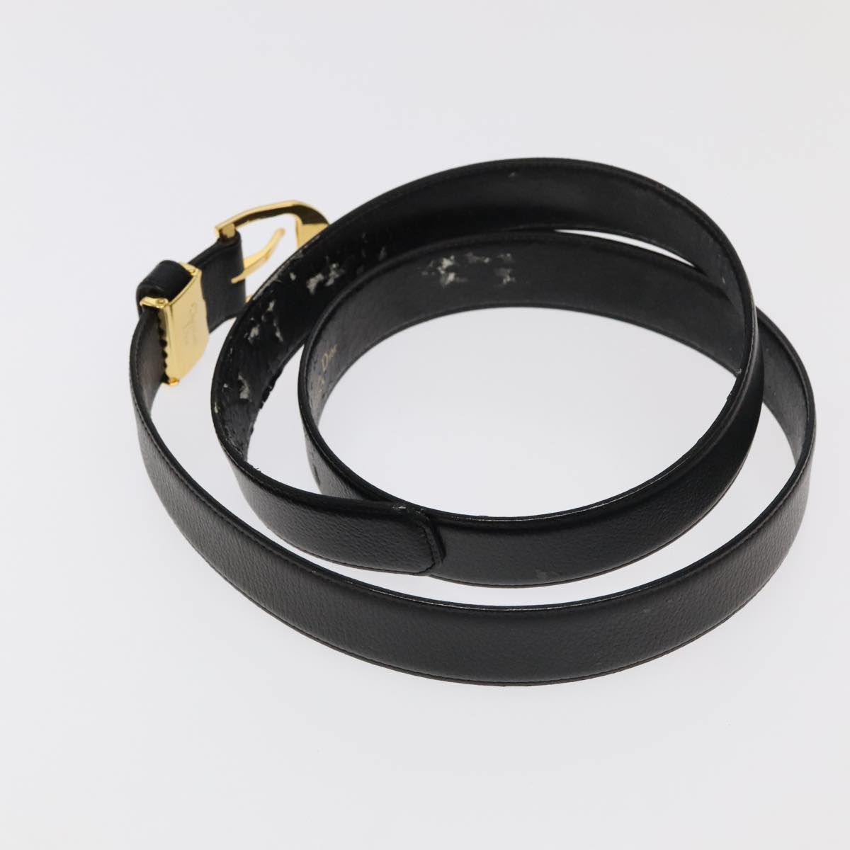 Christian Dior Belt Leather Black Auth ti2452