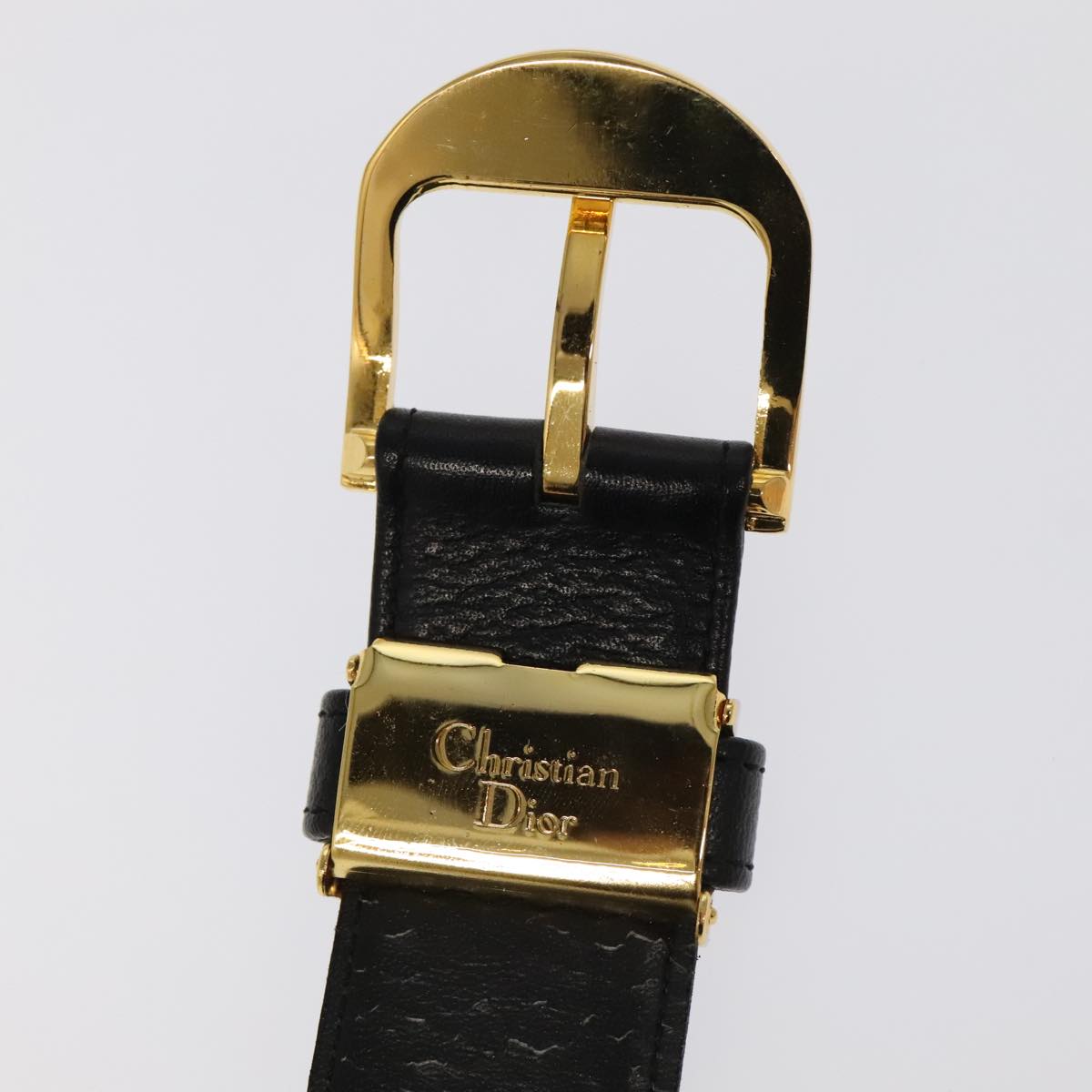 Christian Dior Belt Leather Black Auth ti2452