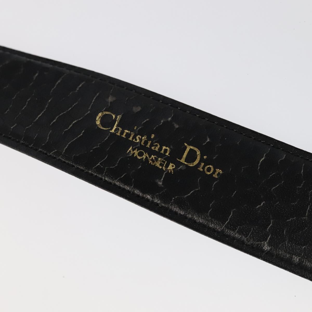 Christian Dior Belt Leather Black Auth ti2452