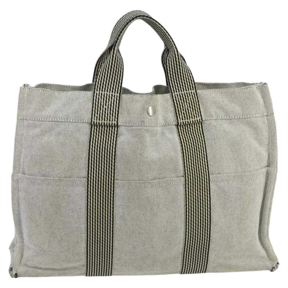 HERMES New Fourre Tout MM Tote Bag Canvas Gray Auth ti2459