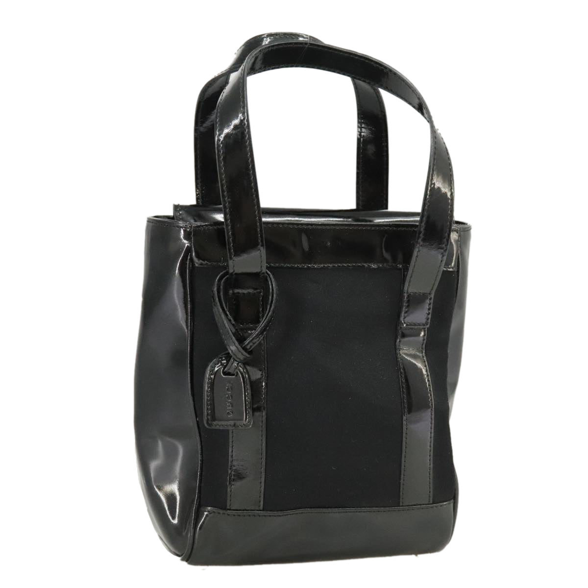 GUCCI Hand Bag Enamel Black Auth ti2465