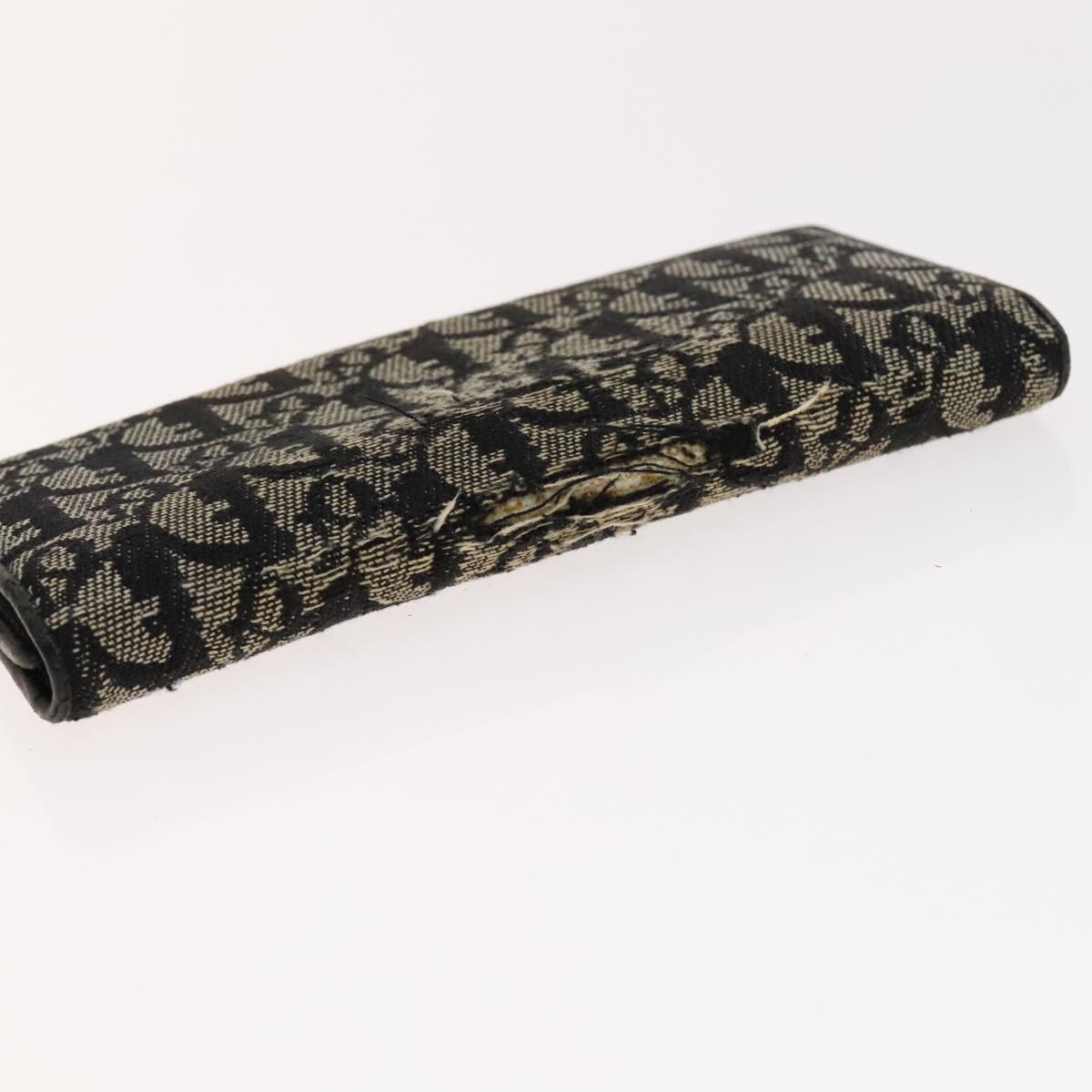 Christian Dior Trotter Canvas Wallet Enamel 3Set Beige Navy Bordeaux Auth ti2471