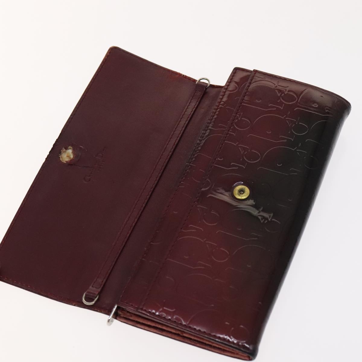 Christian Dior Trotter Canvas Wallet Enamel 3Set Beige Navy Bordeaux Auth ti2471