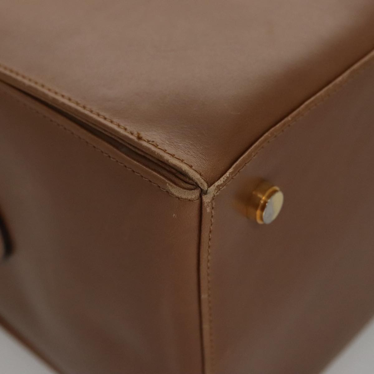Salvatore Ferragamo Boston Bag Leather Beige Gold Auth ti2472