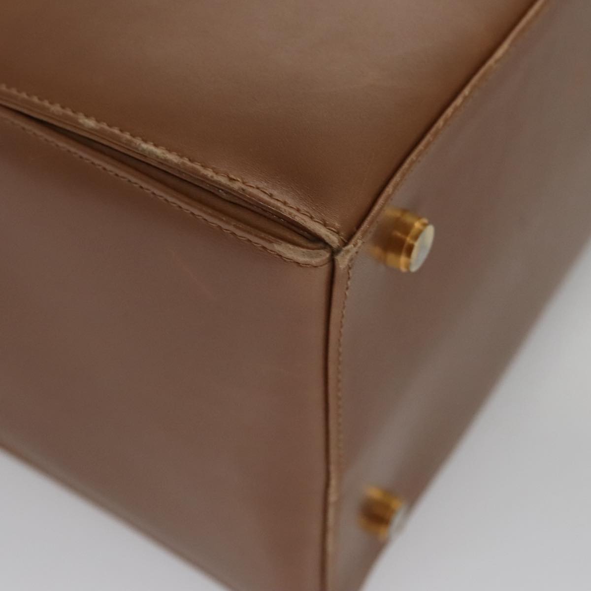 Salvatore Ferragamo Boston Bag Leather Beige Gold Auth ti2472