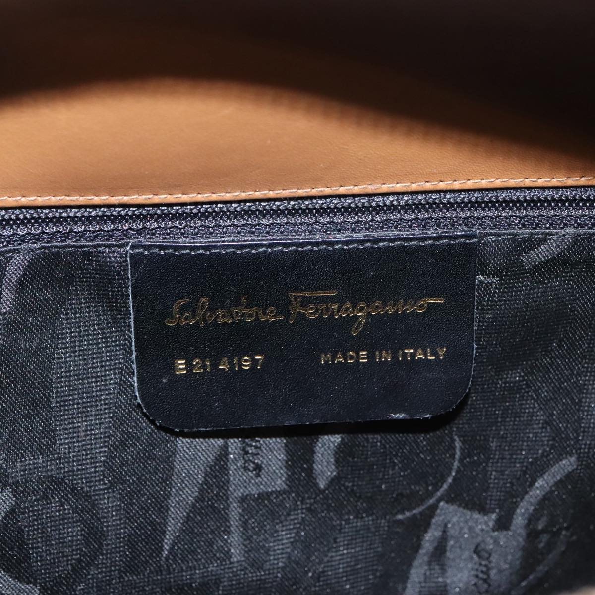 Salvatore Ferragamo Boston Bag Leather Beige Gold Auth ti2472