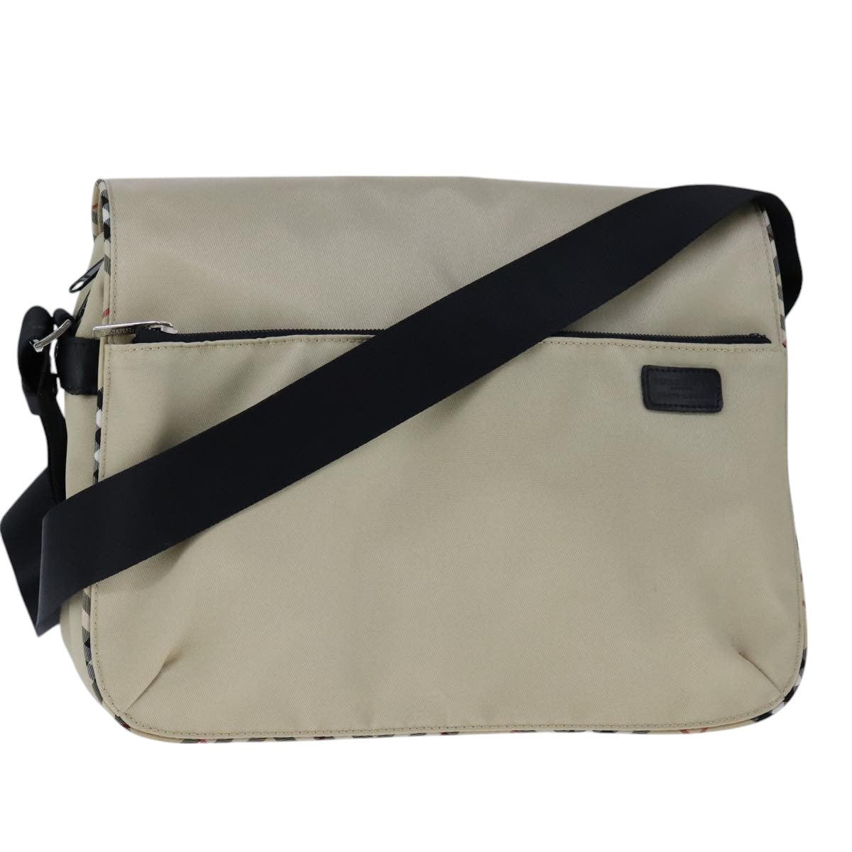 BURBERRY Nova Check Blue Label Shoulder Bag Nylon Beige Auth ti2477