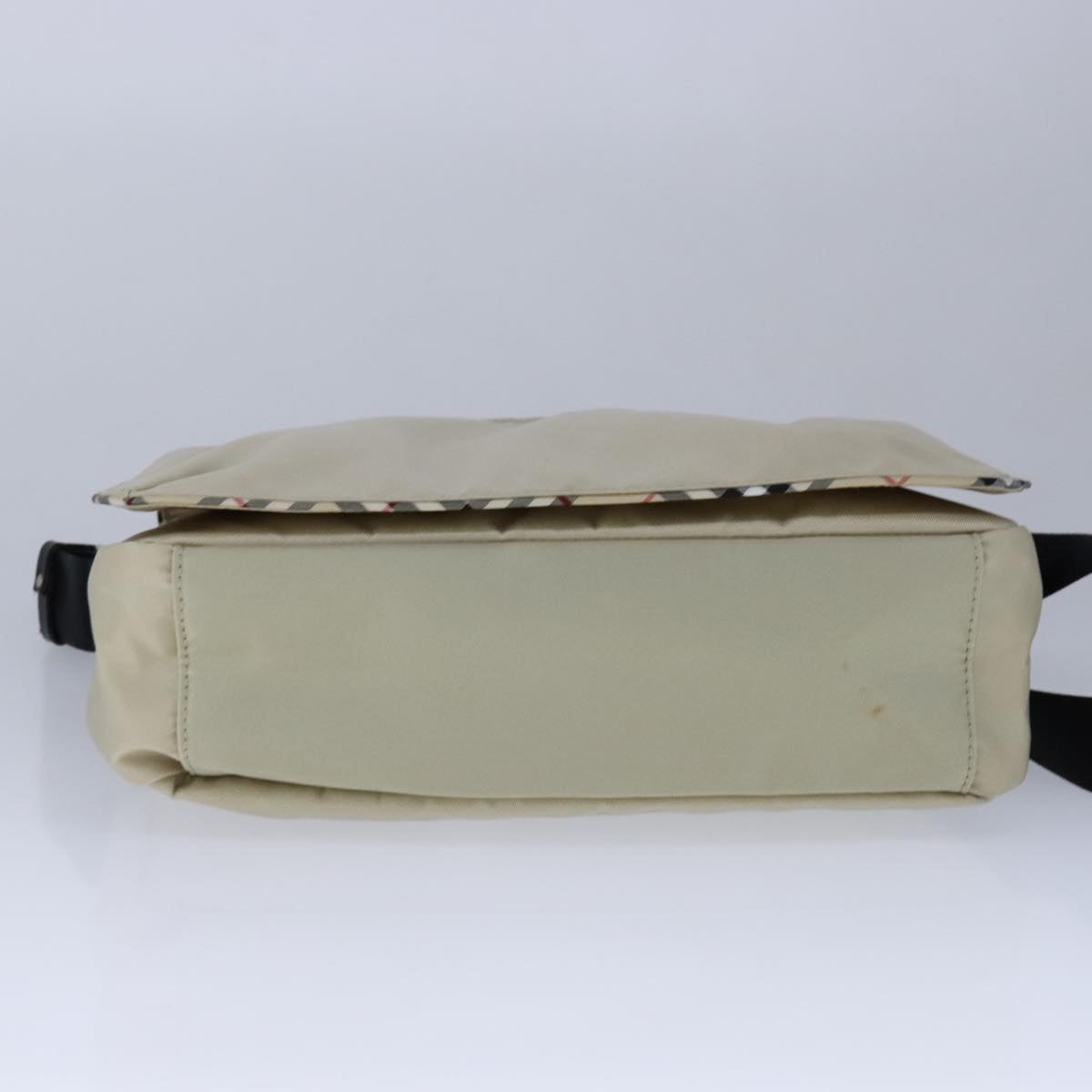 BURBERRY Nova Check Blue Label Shoulder Bag Nylon Beige Auth ti2477