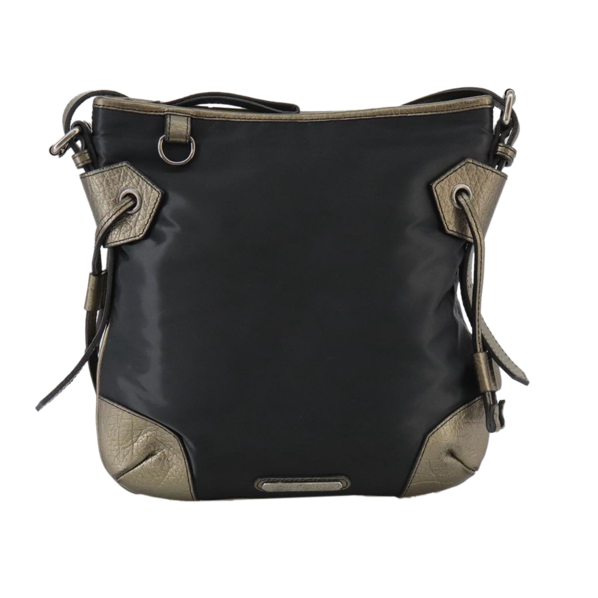 BURBERRY Shoulder Bag Nylon Leather Black Auth ti2478